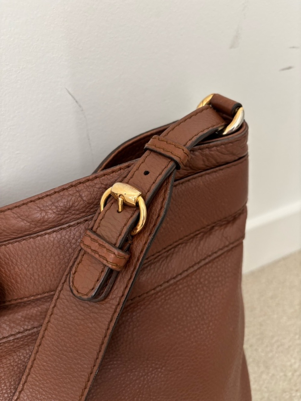 Gucci GG Marmont-Style Brown Pebbled Leather Shoulder Bag Gold Hardware - Picture 3 of 11